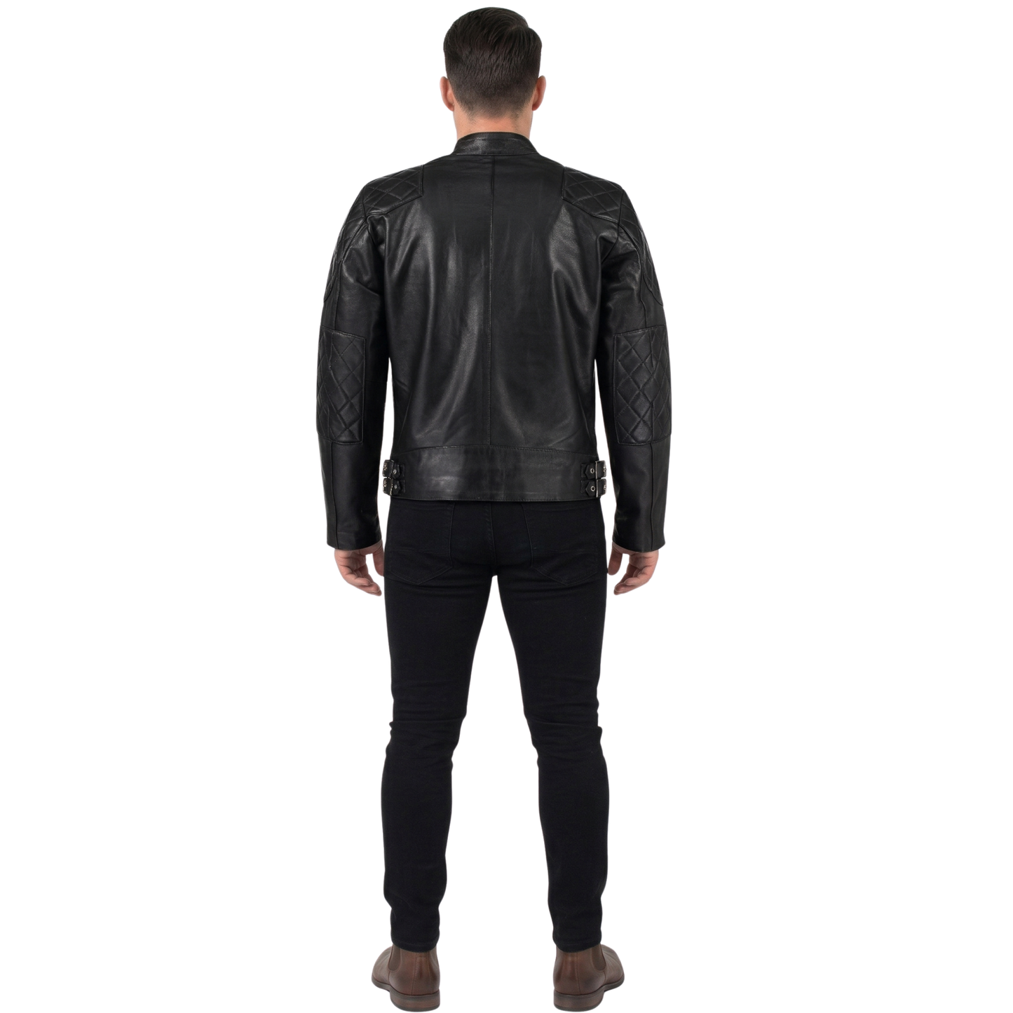 standard men’s premium cowhide leather biker jacket – slim fit leather moto jacket