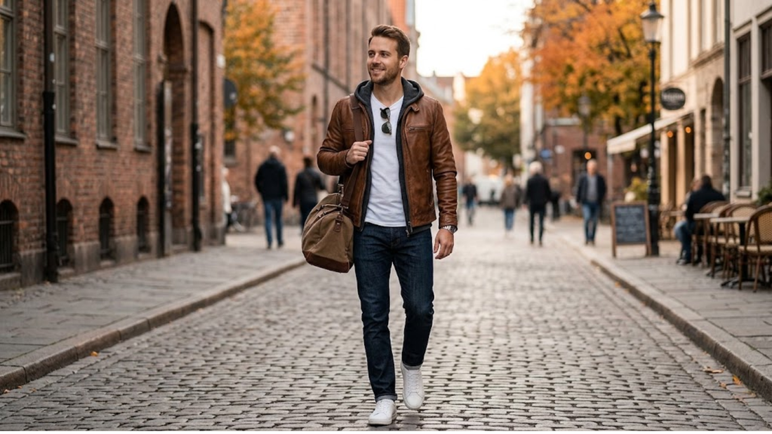 How to Wear a Brown Leather Jacket with Casual Outfits
