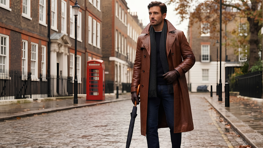 How to style a long brown leather coat for winter