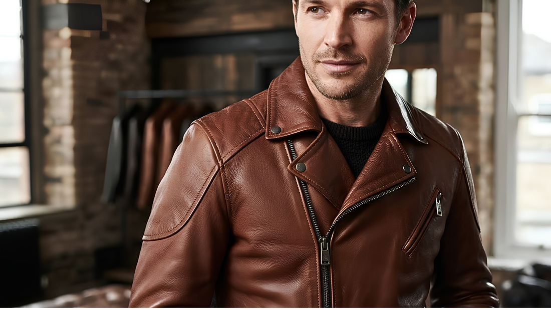 What materials are considered high-quality for a brown leather jacket?