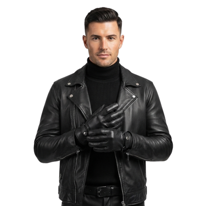 Summer Leather Biker Gloves for Motorcycle Riders