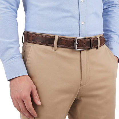 Leather Belts Mens Triple Stitch Casual & Formal Leather Belt
