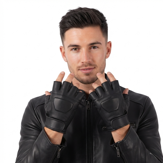 Fingerless Mittens – Premium Leather Half Finger Driving Gloves