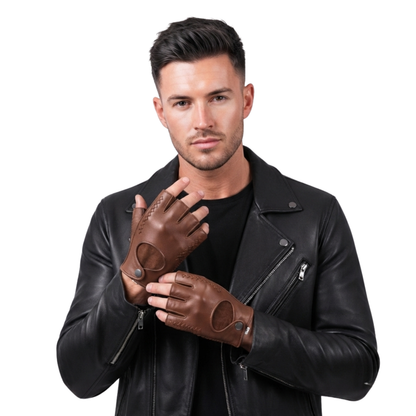 Fingerless Mittens – Premium Leather Half Finger Driving Gloves