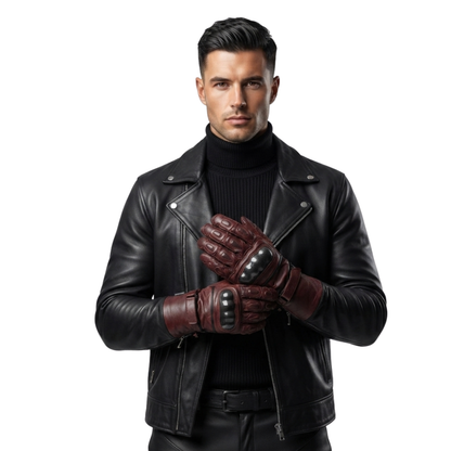 Winter Motorcycle Gloves Cowhide Leather Waterproof Biker Gear