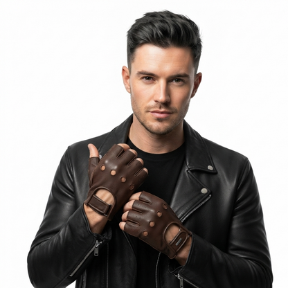 Fingerless Mittens – Premium Leather Half Finger Driving Gloves