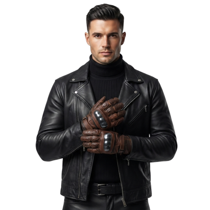 Winter Motorcycle Gloves Cowhide Leather Waterproof Biker Gear