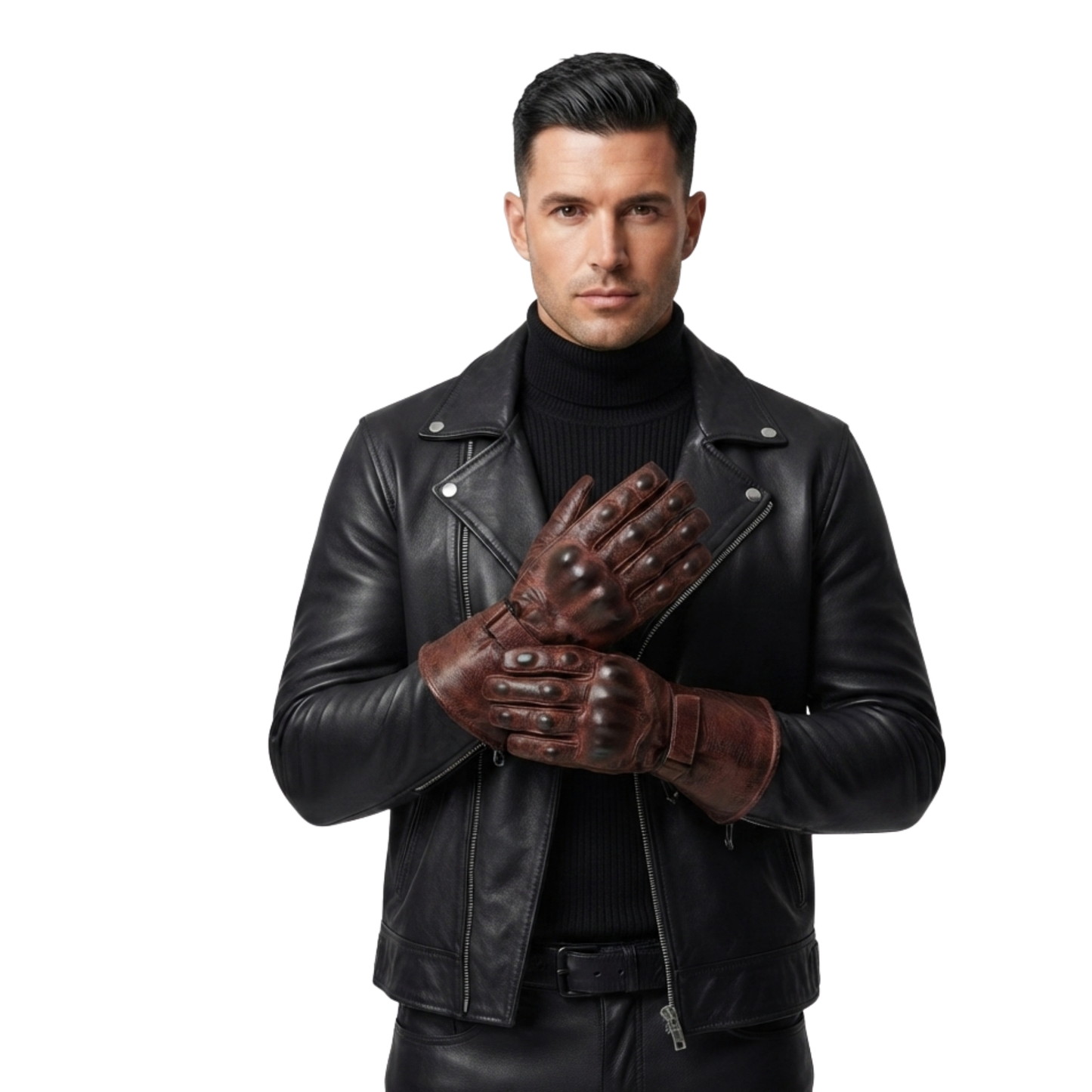 winter motorcycle gloves-cowhide leather waterproof riding gear
