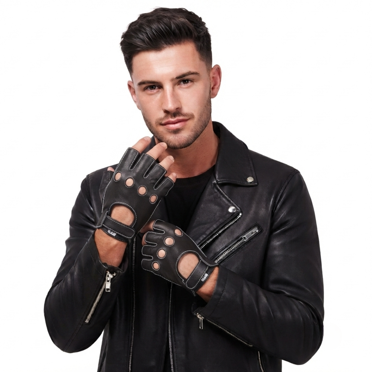 fingerless mittens – premium leather half finger driving gloves