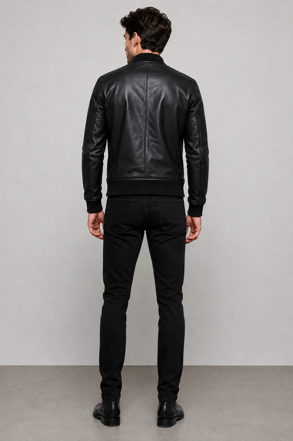 sand men’s sheepskin bomber leather jacket – classic fit style