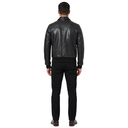 The Deal Bomber Men Leather Jacket-Cowhide Lightweight Leather