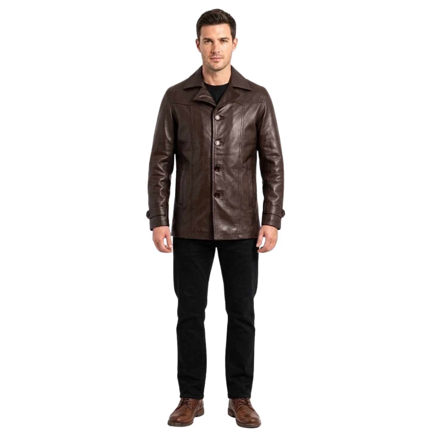 mens leather jackets heist antique cowhide long leather coat vintage style