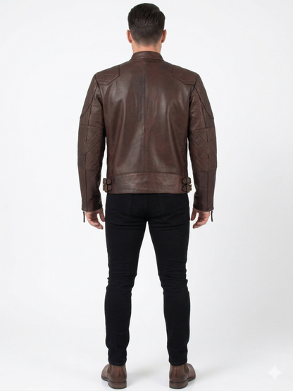 Standard Men’s Premium Cowhide Leather Biker Jacket – Slim Fit Leather Moto Jacket