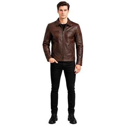 Lynch Men’s Classic Vintage Leather Jacket – Fitted Style Design