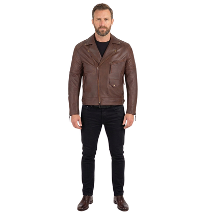 Men’s Ashwood Quilted Leather Biker Jacket for Smart Casual Wear
