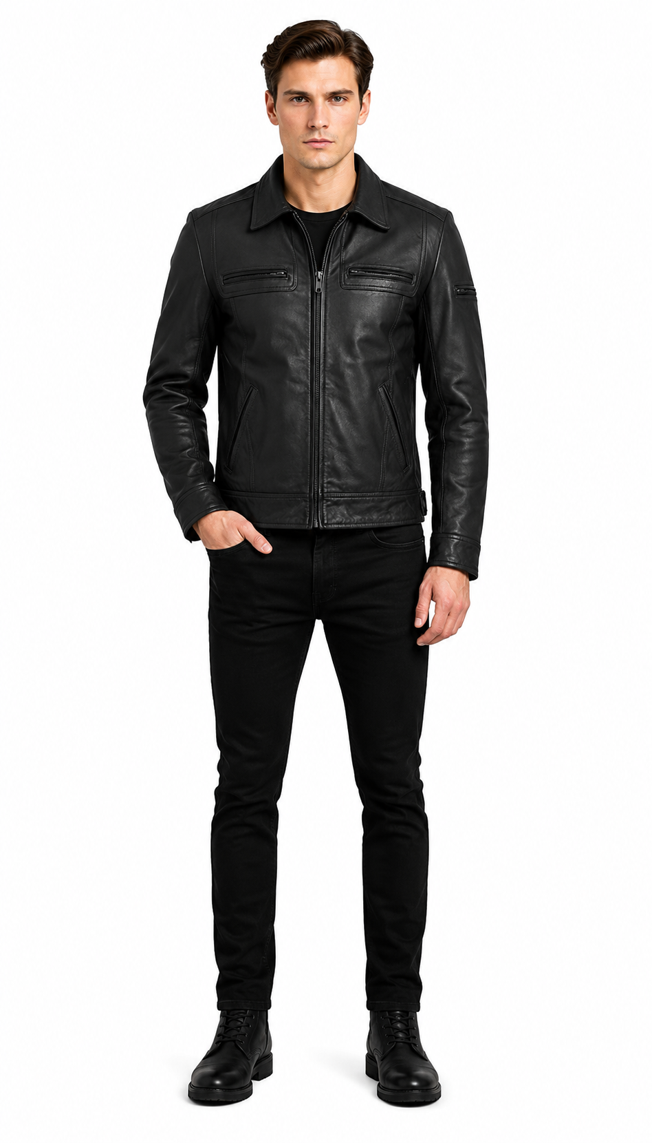 lynch men’s classic vintage leather jacket – fitted style design
