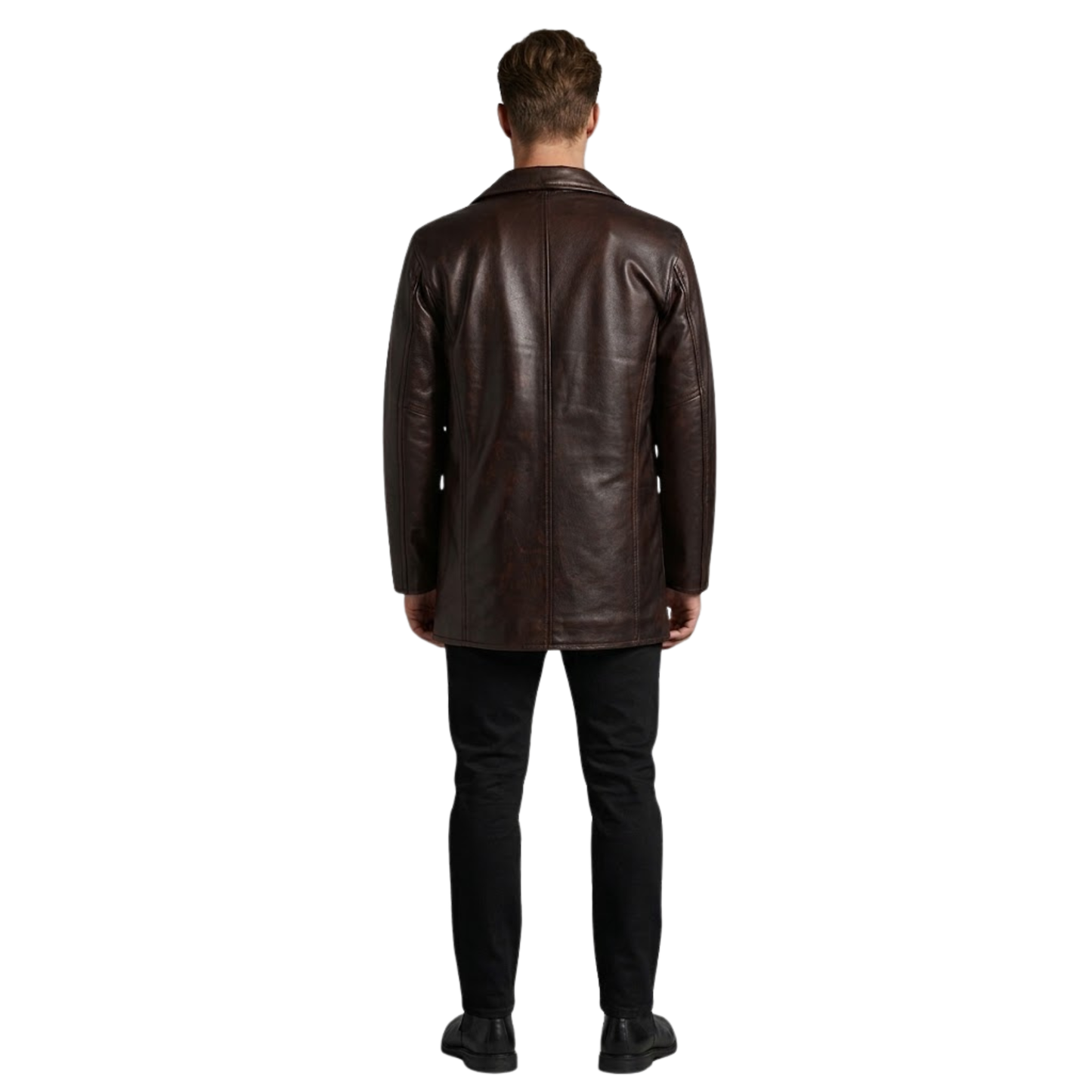 men’s max payne leather coat cowhide mid-length jacket