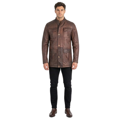 Men’s Brontes Three-Quarter Leather Jacket – Smart Rugged Style