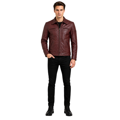 Lynch Men’s Classic Vintage Leather Jacket – Fitted Style Design