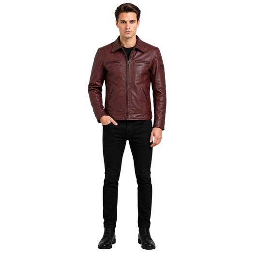 Lynch Men’s Classic Vintage Leather Jacket – Fitted Style Design