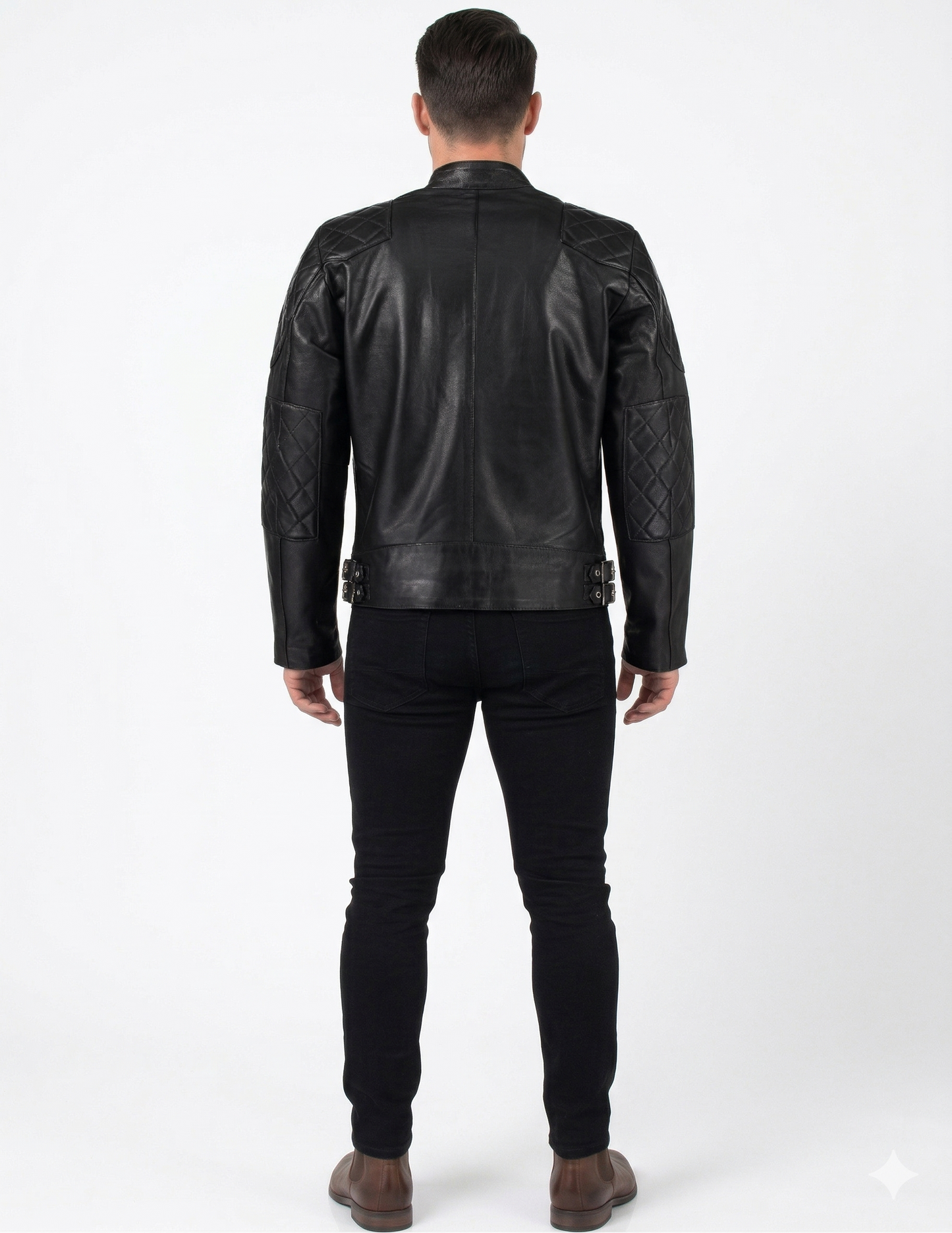 standard men’s premium cowhide leather biker jacket – slim fit leather moto jacket