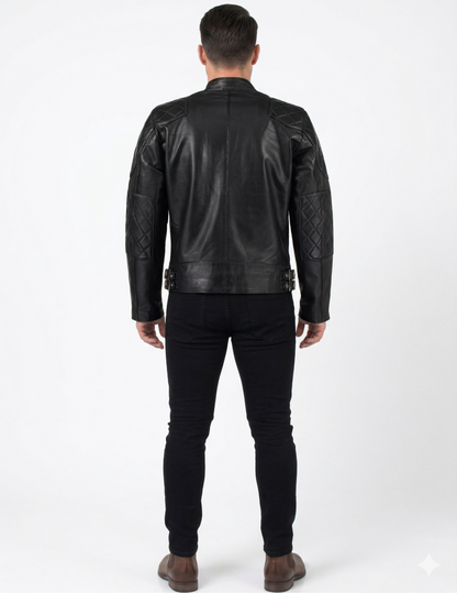 Standard Men’s Premium Cowhide Leather Biker Jacket – Slim Fit Leather Moto Jacket