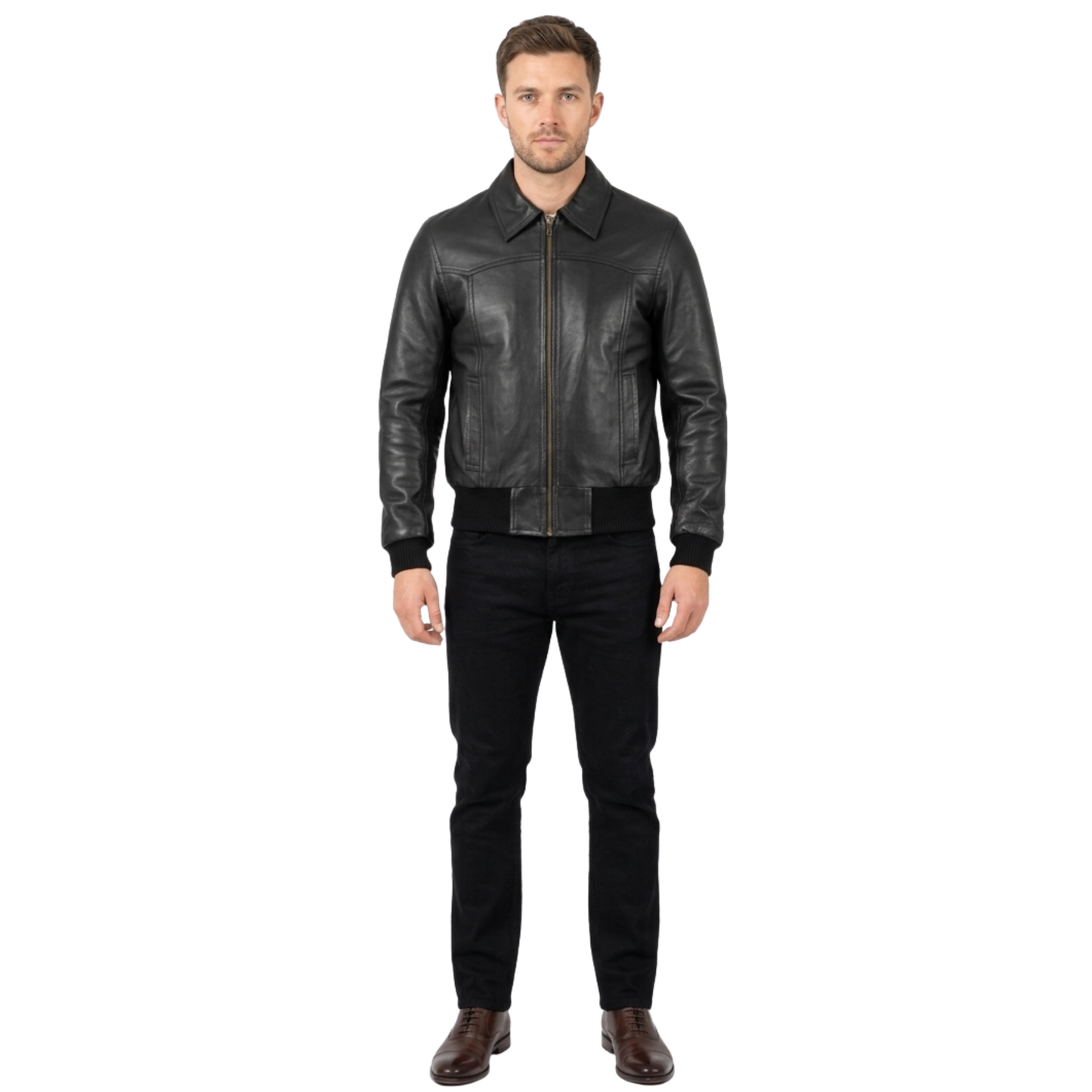 the deal bomber men leather jacket-cowhide lightweight leather