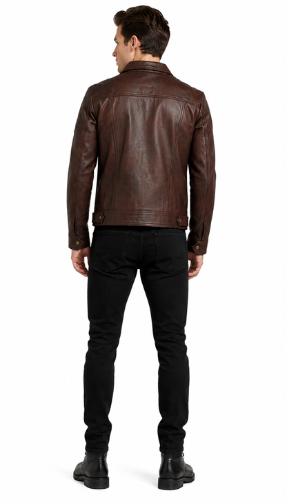 Lynch Men’s Classic Vintage Leather Jacket – Fitted Style Design