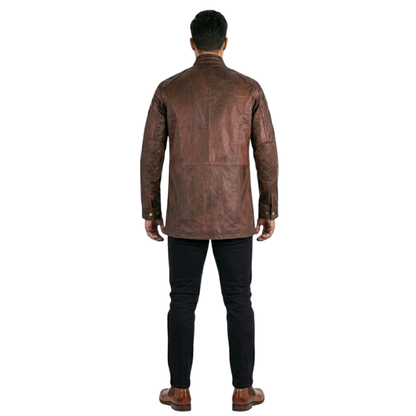 Men’s Brontes Three-Quarter Leather Jacket – Smart Rugged Style