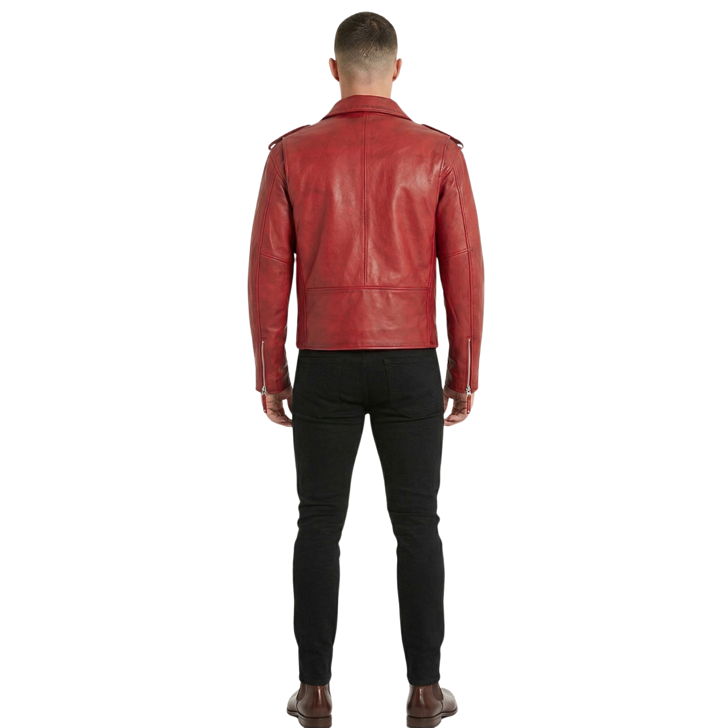 men’s cross zip belted brando leather biker jacket for casual style