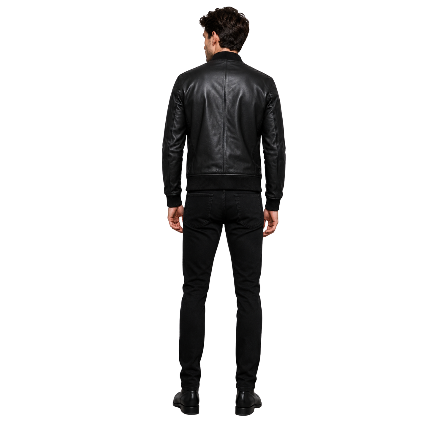 sand men’s sheepskin bomber leather jacket – classic fit style