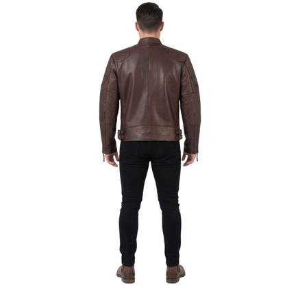 Standard Men’s Premium Cowhide Leather Biker Jacket – Slim Fit Leather Moto Jacket