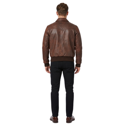 The Deal Bomber Men Leather Jacket-Cowhide Lightweight Leather