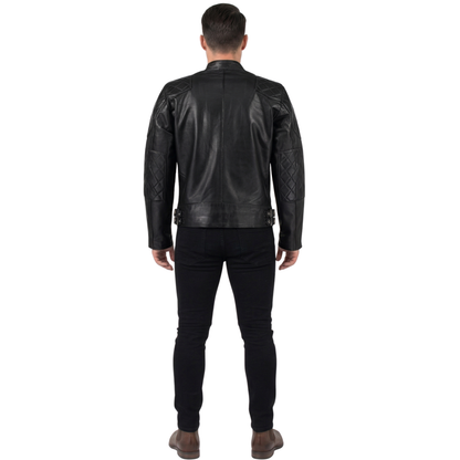 Standard Men’s Premium Cowhide Leather Biker Jacket – Slim Fit Leather Moto Jacket