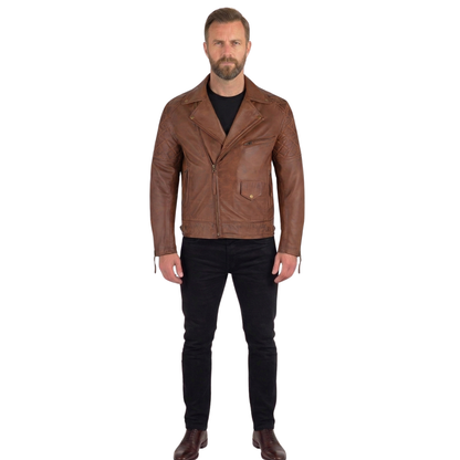 Men’s Ashwood Quilted Leather Biker Jacket for Smart Casual Wear