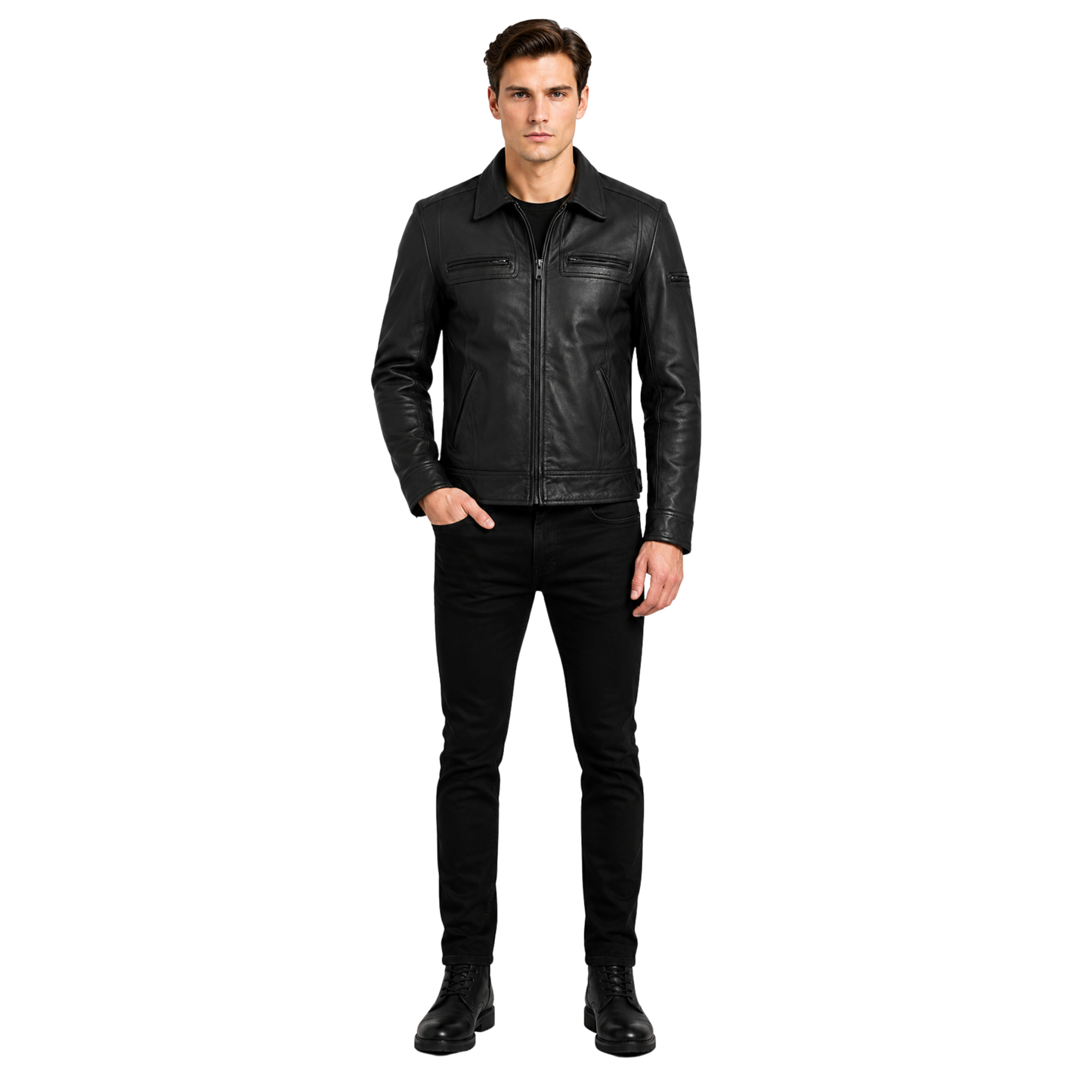 lynch men’s classic vintage leather jacket – fitted style design