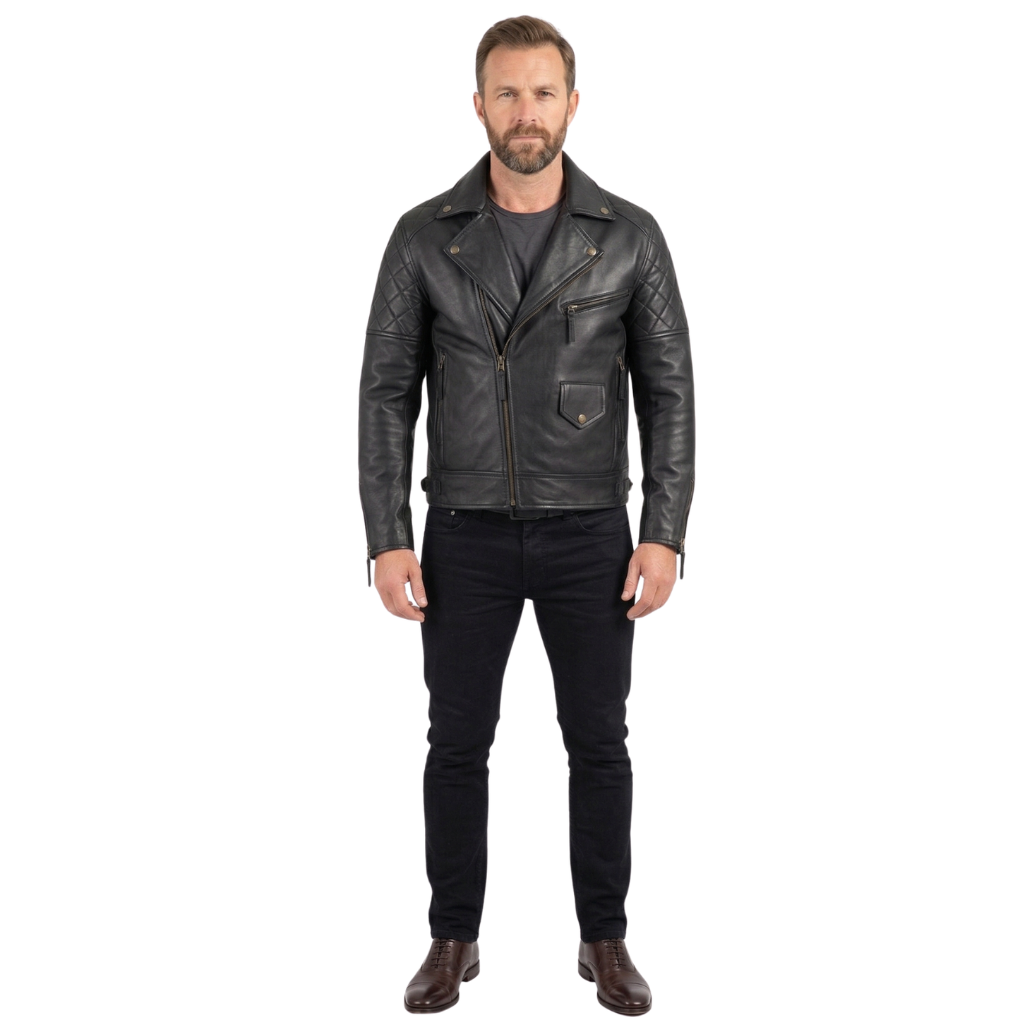 men’s ashwood quilted leather biker jacket for smart casual wear