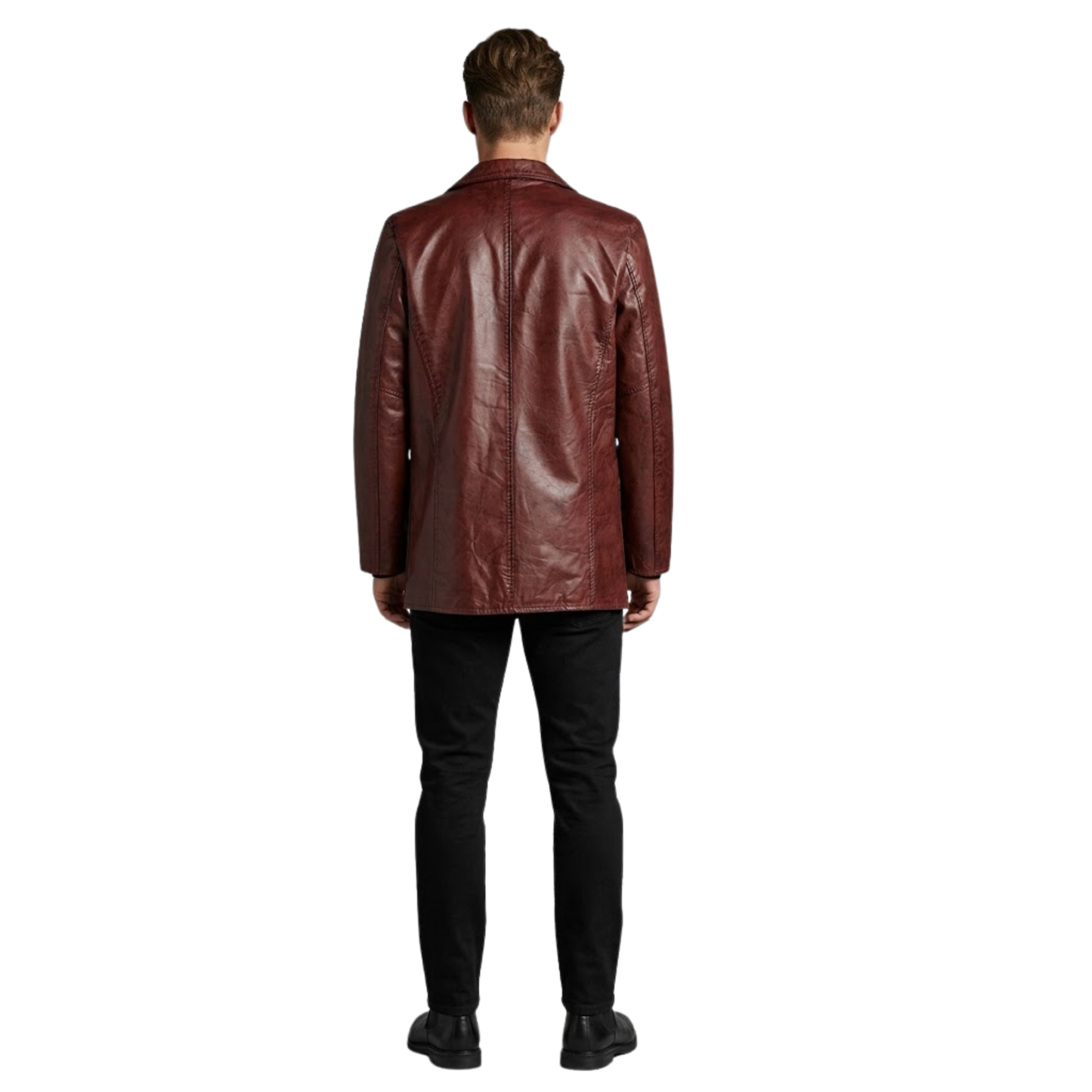 men’s max payne leather coat cowhide mid-length jacket