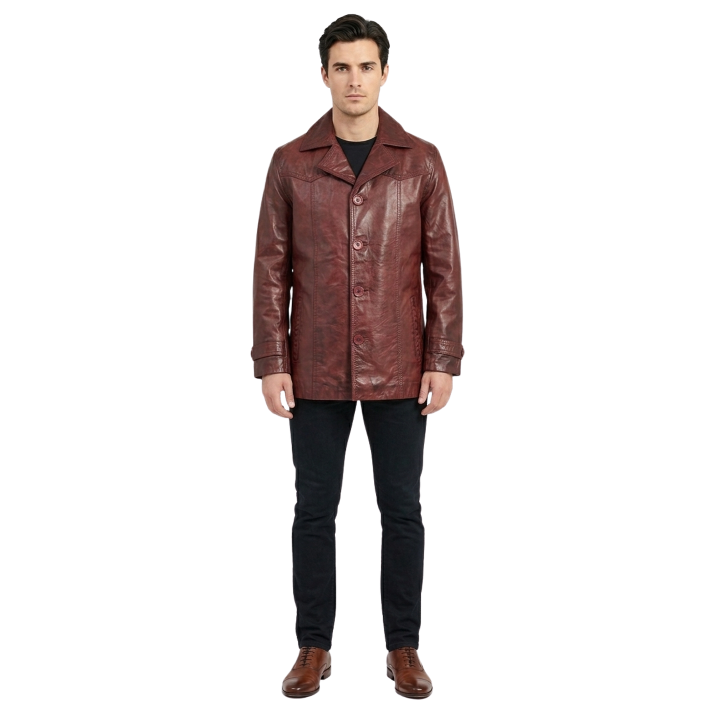 mens leather jackets heist antique cowhide long leather coat vintage style