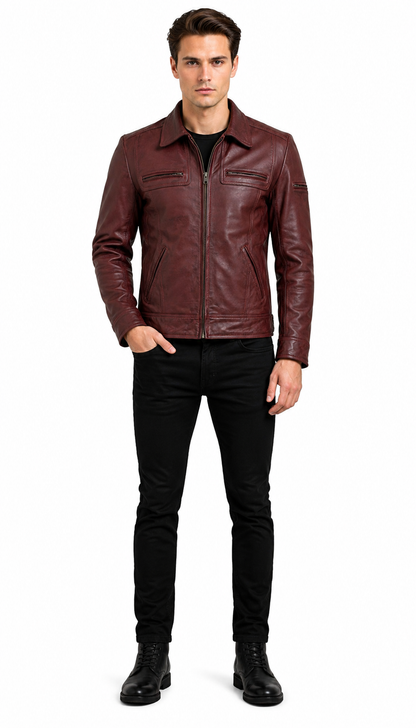 Lynch Men’s Classic Vintage Leather Jacket – Fitted Style Design